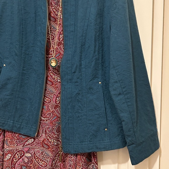 Lake Teal Green Jacket Blazer Coat Dark Teal Full Zip Up + Pockets Size Large - Picture 9 of 15